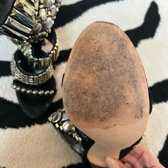 Giuseppe Zanotti Silver and Black Stiletto Sandals - Picture 6 of 10